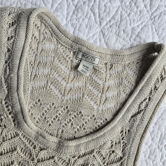 Roots Beige Maxi Dress Crochet Summer Beach Cover Up Size Medium - Picture 4 of 12